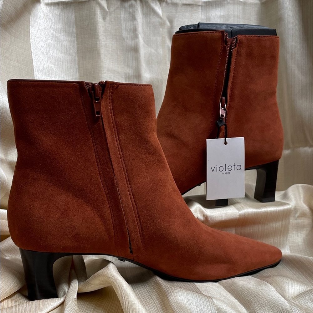 Violeta By MNG Terracotta Ankle Booties New